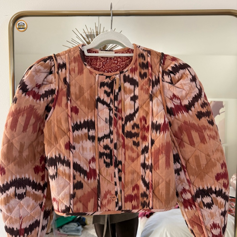 Ulla Johnson Quilted Bomber Jacket
Ikat outside/floral inside
Size Small